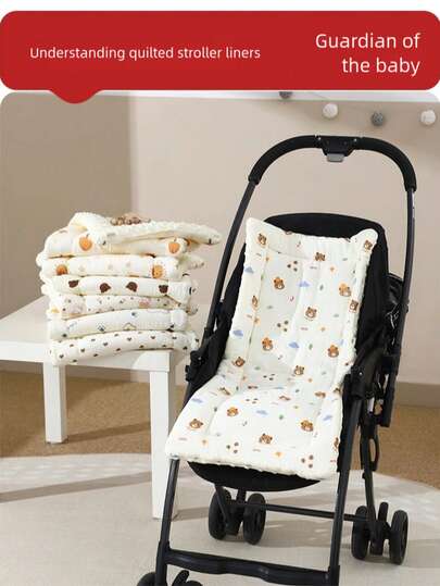 Thick Double-Sided Pads For Baby Strollers, Soft And Comfortable For Newborns, Thick Bean Velvet Blankets, Open Cotton Pads, Double-Sided Universal Baby Thick Breathable Cotton Pads