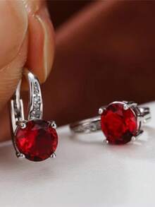 1 par de pendientes minimalistas con colgante de circonita, pendientes de aro clásicos para mujeres - pendientes - Ver 13