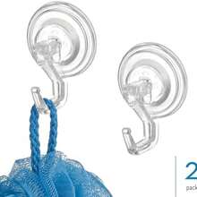 interDesign Power Lock Ganchos para Toallas, colgadores para bao de plstico, Juego de 6 Ganchos con Ventosa, Transparente - combo - juego de 6 - Ver 3