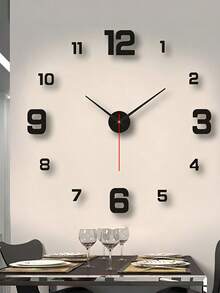 1 pieza Reloj de pared que brilla en la oscuridad, diseño creativo de espejo reloj de pared, ¡este reloj de pared es relativamente pequeño y exquisito! - Multicolor - Ver 16