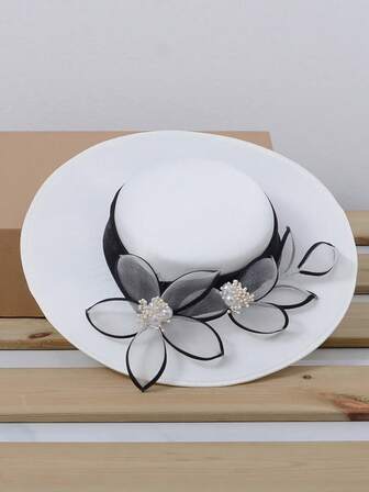 Elegant kyrkhatt för kvinnor, brittisk stil i vintage-stil, lämplig för fest, bröllop, tebjudning, fotograferingsdekoration