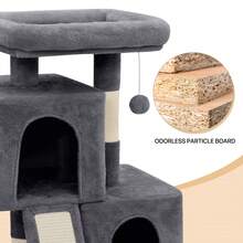 Cat Tree, 34 Inch Cat Tree Tower With 2 Cat Condo, Cat Tower With Scratching Post & Sisal-Covered Scratching Board, Cat Climbing Tower, Cat Tree For Indoor Cats - Dark Grey - View 7