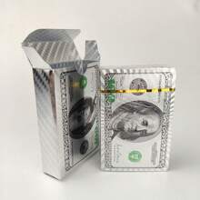 奢华金箔可水洗扑克牌，金银美元欧元网格设计，家庭聚会娱乐道具，跨境兼容套装 - 彩色 - 查看 2