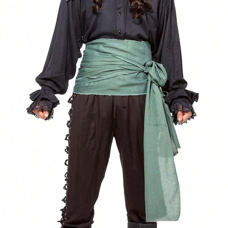 ThePirateDressing Pirate Medieval Renaissance Halloween Costume Large Sash,Green(LinenFabric - 綠色(亞麻布) - 查看 1