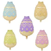 5Pcs Easter Eggs Shape Foil Balloons Happy Easter Helium Balloon Easter Decorations Party Supplies - Multicolor - View 8