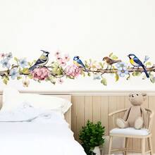 1/2 pezzi Adesivi murali con uccelli colorati su ramo d'albero e fiori, decalcomanie da parete rimovibili e impermeabili, decorazione artistica murale per camera da letto, soggiorno, divano, cucina, primavera, accessori per la casa, fai da te, carta da parati in PVC - Multicolore - Visualizzare 7