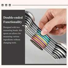 Set Of Modern Stainless Steel Magnetic Measuring Spoons, Kitchen Utensils, Household Essentials, Kitchen Gadgets, Double-Ended Coffee And Baking Tool, Precise Measuring Utensils, Kitchen Gadgets For The Home - Multicolor - View 2