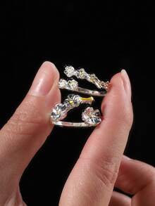 2pcs Vintage Medieval French Court 3D Floral Adjustable Rings, Silver Iris Flower For Teens - Silver - View 9