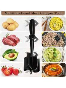 1pc Handheld Kitchen Meat Grinder, Mixer, Mincer, Masher, Cooking Tool - Black - View 4