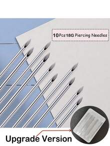 5pcs Hollow Piercing Needles, 12G, 13G, 14G, 16G, 18G And 20G, Suitable For Ear, Nose, Navel, Abdomen, Lip, Tongue Piercing Kit And Piercing Tools - Silver - View 21