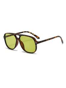 1 Pair Men's Leopard Print Retro Pilot PC Frame Dual-Bridge Personalized Street Style Vacation Fashion Fashion Glasses - Multicolor - View 2