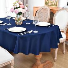 Oval Tablecloth 60 X 84 Inch Washable Polyester Table Cloth Solid Navy Blue Heavy Duty Fabric Table Cover Daily Use For Dining Home Kitchen Party Wedding,NavyBlue84inchx60inchOval - NavyBlue84inchx60inchOval - View 1