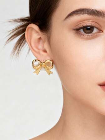 1 Pair New Minimalist Fashion Creative Bow Tie Earrings, Gift For Valentine's Day, Holiday Outfit, Travel