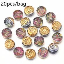 20pcs/Pack 10mm Glass Rose Round Beads, Electroplated Rose Beads For Jewelry Making DIY Bracelet Necklace, Valentine's Day Rose Beads
