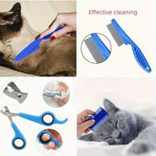 8pcs Pet Grooming & Cleaning Kit, Suitable For Cats & Dogs: Includes Deshedding Brush, Grooming Gloves, Flea Comb, Dog Bathing Brush, Pet Nail Clippers, Dog Toothbrush. Easily Remove Pet Hair, Provide Gentle Care. Essential Tools For Small, Medium And Large Pets - Multicolor - View 5