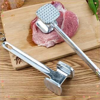 Stainless Steel Meat Tenderizer, Double-Sided Steak Pounder Kitchen Tool, Heavy Duty Durable Dual-Sided Design, Suitable For Meat, Comfortable Grip, Lightweight
