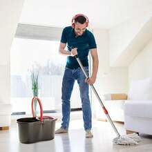 Mop Bucket Set With 360° Spin Mop And Bucket System 3 Microfiber Heads 61In Adjustable Handle For Shop Floor Cleaning - 1 - Xem 8