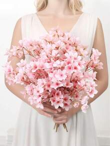 MEHELANY 1Pc Pink Artificial Cherry Blossom Branches Spring Peach Blossom Flowers Silk Plum Blossom Branches Vase Arrangements Faux Cherry Flowers For Woman Gift Table Centerpieces Home Wedding Party Decoration, DIY Craft Items, Anniversaries, Valentine's Day - Pink - View 1