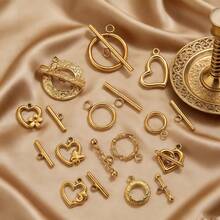 5 أزواج من الخواتم المفتوحة المطلية بالذهب الأصفر عيار 18 قيراط من الفولاذ المقاوم للصدأ بتصميمات قلب/فراشة/زهرة/محفورة، مناسبة لصنع الأساور والقلائد وغيرها من المجوهرات اليدوية، إكسسوارات زخرفية يومية - مشبك OT - مشاهدة 6