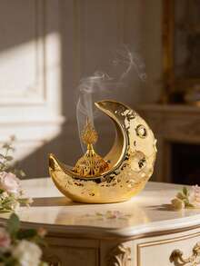 1 pièce Brûleur d'encens en céramique en forme de croissant de lune - Décoration parfumée minimaliste et élégante, convient pour la maison, le bureau, les fêtes, le yoga, cadeau idéal pour toutes les occasions - Multicolore - Voir 6