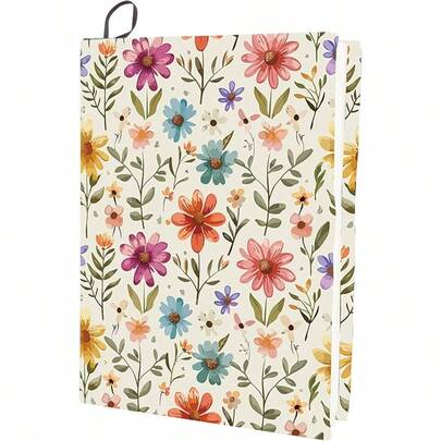 Flower Stretchable Book Cover Leaf Floral Washable Reusable Large Nylon Cloth Polyester Book Protector Elastic Notebook Wraps Suitable Most Hardcover Books