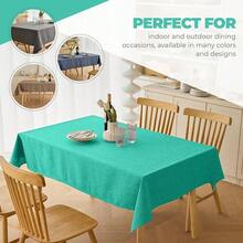 Faux Linen Small Rectangle Tablecloth For Kitchen Dining Room,Outdoor Coffee Wrinkle-Free Washable Table Cloth Covers For Wedding, Picnics, Party(Oblong, 60 X 84 Inch (6-8 Seats), Turquoise),Turquoise84inchx60inchRectangular - Turquoise84inchx60inchRectangular - View 4