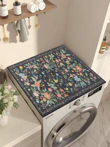 1pc Washing Machine Mat, Suitable For Top Load Washer And Dryer - Non-Slip, Absorbent, Quick Dry, Refrigerator Cover Mat - Decorative Kitchen Protective Pad - Dark Green - View 4