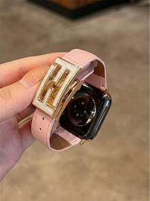 Luxury High-End Magnetic Leather Watch Band, Compatible With 38/40/41/42/44/45/46/49mm Watch Faces, Fits Ultra/SE11/10/9/8/7/6/5/4/3/2/1 Series - Pink Gold - View 6