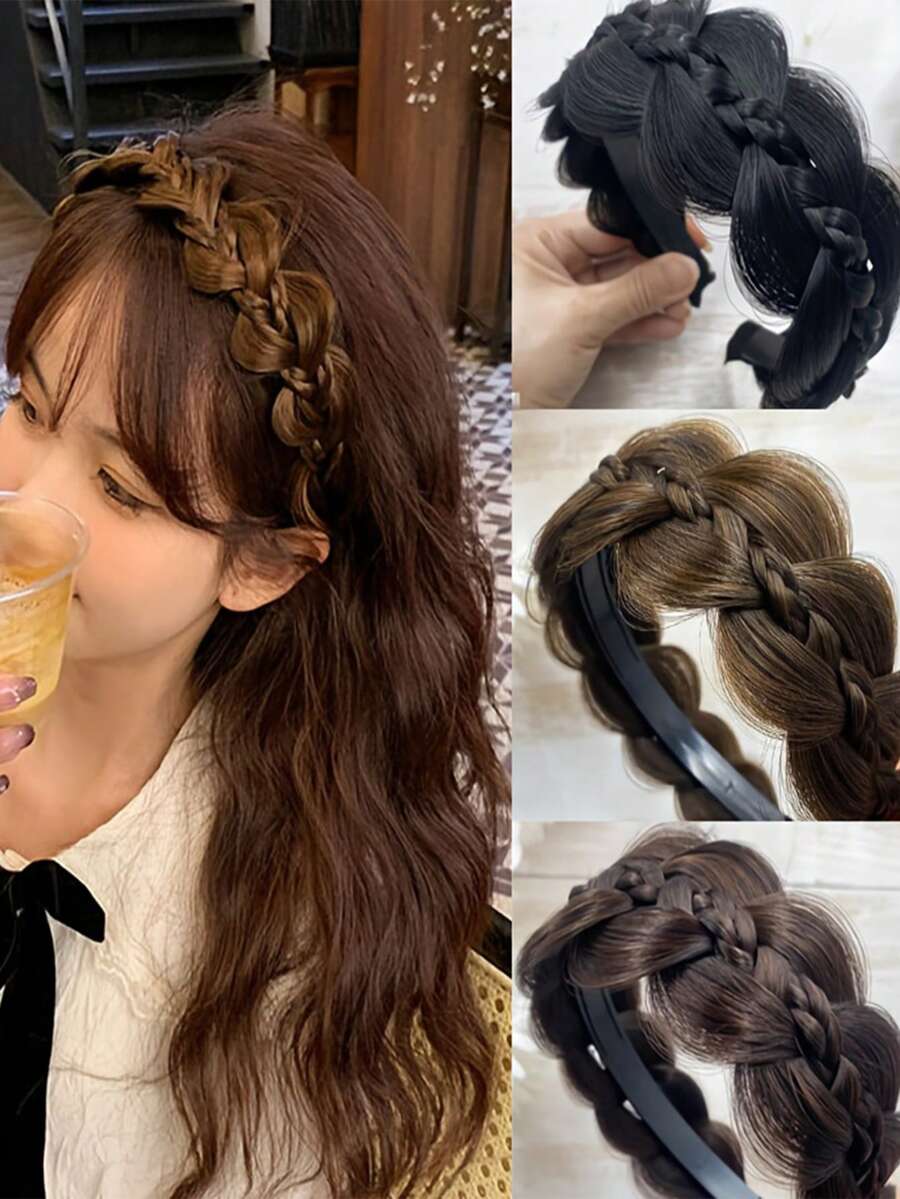 女士鱼尾辫发箍，高冠发饰，空气刘海发夹，新款时尚扭辫发箍，发带，发圈，美发家居饰品 - 彩色 - 查看 1