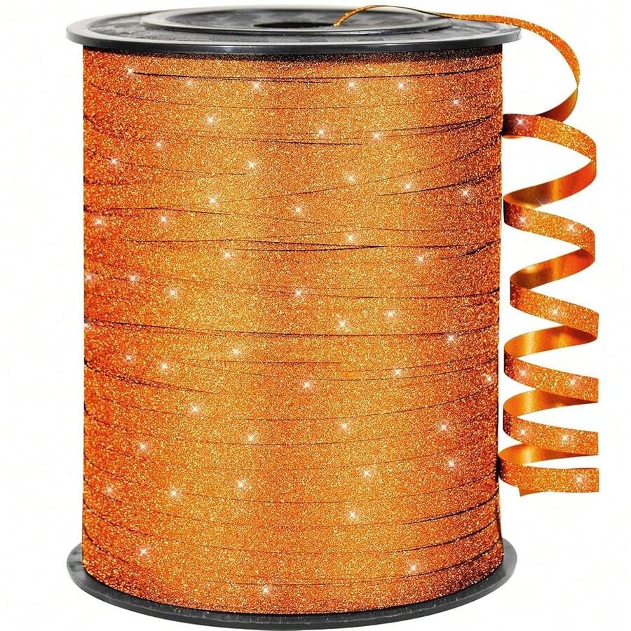 500 Yards Sparkle Orange Curling Ribbon For Gift Wrapping, 1/5 Inch Wide Balloon Ribbon String For Florist Flower, Crafts, Wreaths, Bows MaFKing, Birthday Party, Wedding - ShinyOrange - View 1