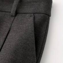 IHIMI Women's Thermal Winter Pants - Thickened Tweed Full-Length Straight-Leg Trousers With Built-In Zipper, Solid Color Elegant Pantsuit For Professional Attire & Cold Weather (Machine Washable) - Xám đậm - Xem 7