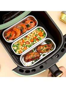 10 قطع صواني خبز مصنوعة من رقائق الألومنيوم السميكة مناسبة لقلاية الهواء - مستطيلة للفرن والمقلاة مع مقابض، مثالية للطهي المنزلي والتخييم وديكور الحفلات وأعياد الميلاد - متعدد الألوان - مشاهدة 6