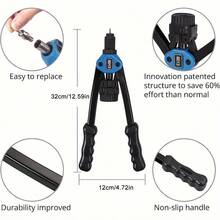 150pcs Rivet Gun Set, Rivnut Tool Kit, Heavy Duty Hand Riveter, M3-M12 7pcs Metric Mandrels, 140pcs Nuts And Rivets, Pop Rivet Gun Set With Storage Case Included - 150pcs - View 3
