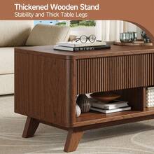 ONBRILL Walnut Lift Top Coffee Table, 47.2" Mid Century Modern Coffee Table With Storage, Rising Pull Up Wood Fluted Modern Center For Living Room, Office - Coffee Brown - View 7