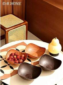 1 Set Luxury Asymmetrical Triangle Shaped Wooden Tray, Suitable For Snacks, Candies, Dried Fruits, Easy To Clean - Multicolor - View 1