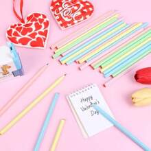 50pcs Valentine's Day Heart Pencil For KidColorful Heart Shape Wood Pencils For Valentine Goody Bag Prize Party Favor School Office Supply Classroom Reward No Eraser - 彩色 - 查看 7