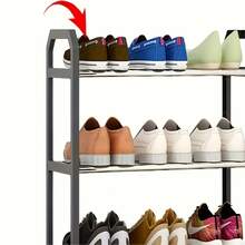 Five-Layer Shoe Rack, Heavy Duty Stackable Folding Storage Rack - No-Installation Space-Saving Organizer, Suitable For Entryway, Wardrobe, Dormitory, Apartment - Black And White Plastic Shoe Cabinet - 粉色 - 查看 10