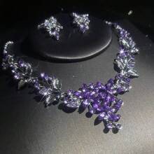 A Women's Jewelry Set, Including A Necklace And Earrings, Set With Rhinestones. Stylish, Elegant, And Luxurious, Suitable For Brides, Weddings, Banquets, Parties, And Formal Occasions. - Jewelry Set - View 9