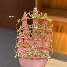 5件套时尚百搭优雅皇冠发箍，适合日常佩戴 - 金色 - 查看 7