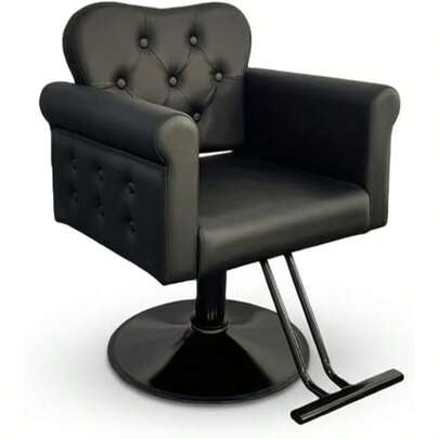 Silla de peluquería para estilistas, silla de barbero con bomba hidráulica ajustable de altura, giratoria 360 grados con bloqueo, espuma de alta densidad y cuero PU para belleza, peso máximo de carga 330 libras