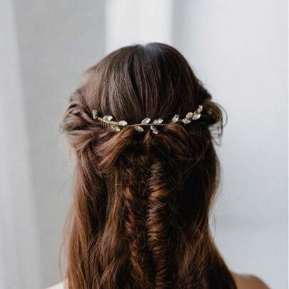 1 pieza Peine de pelo de vidrio elegante, accesorio de cabello para novia y boda, adecuado para todas las estaciones