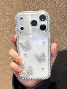 1pc Luxury Electroplated Rhinestone Edged Shiny Star Transparent Full Body Shockproof Phone Case, Compatible With IPhone 17/17 Air/17 Pro/17 Pro Max, 16, 16 Pro, 16 Plus, 16 Pro Max, 15, 14, 14 Pro Max, 13, 12, 11 - 清除 5 - 查看 3