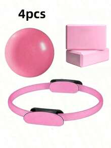 4件套普拉提工作室套装：普拉提圈、健身球和2块瑜伽砖。完美的圣诞礼物，男女皆宜，完整的健身器材。 - 彩色 - 查看 6