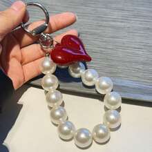 1 pezzo Ciondolo a catena a forma di cuore rosso, braccialetto/cinturino per telefono a forma di cuore rosso, ciondolo a forma di cuore rosso per borsa, catena accessorio delicato con perline fai-da-te, decorazione a forma di cuore per borsa. Una scelta ideale come regalo di San Valentino, regalo di compleanno o decorazione per la casa. - Multicolore - Visualizzare 10