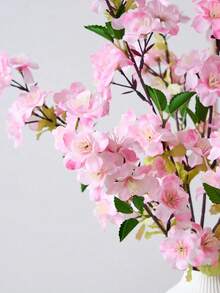 1pc/3pcs/6pcs 27.6'' Artificial Cherry Blossom Branches Pink Faux Cherry Flowers Peach Branches Silk Tall Stems For Home Living Room Dining Table Decoration, Wedding Party DIY, Courtyard Sakura Branch Stem, Valentine Day, Gift Gifts Birthday Graduation - Pink - View 5