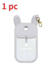 1pc Cartoon Rabbit Ear Silicone Hand Sanitizer Holder, 1pc Keychain, Can Be Matched With Your Favorite Decorations, Convenient For Travel, Can Be Hung On Bags, Keys Or Children's Backpacks, Wear-Resistant, Waterproof, Washable. - Multicolor - View 4