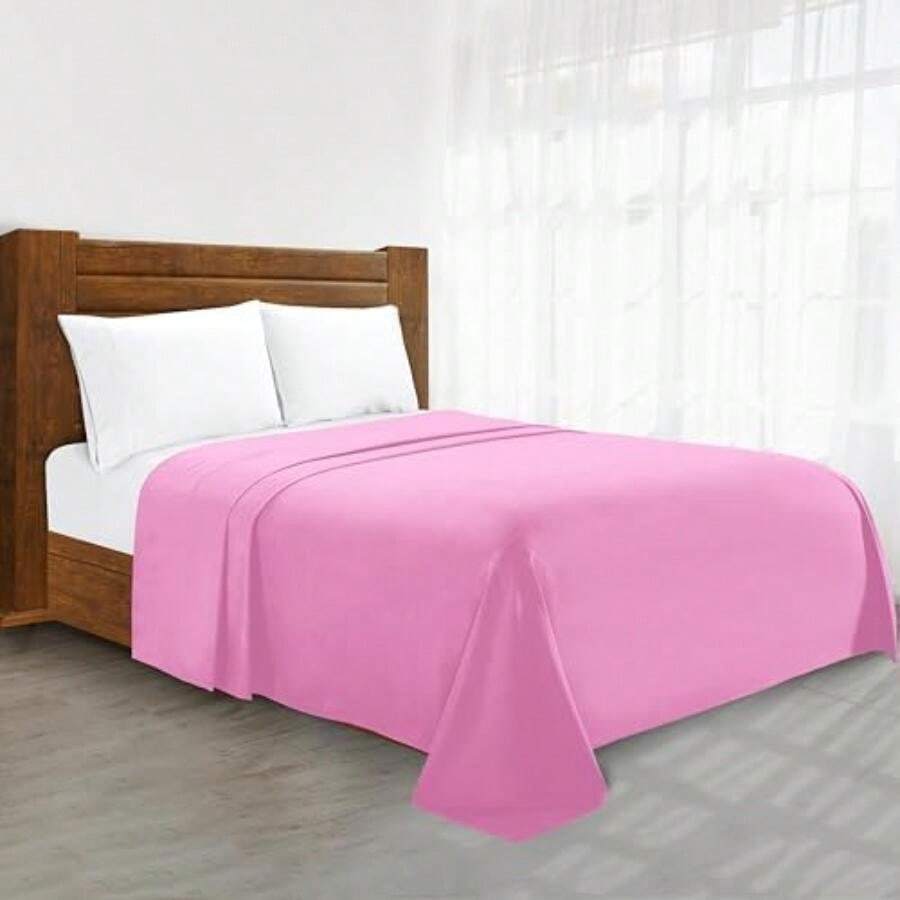 Elegant Comfort - Sábana Plana de Lujo de 1500 Hilos, Calidad egipcia, Libre de Arrugas, 1 Pieza, Azul Marino, , 1(King Rosado) - Multicolor - Ver 1