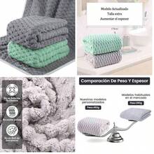 Toallas de bao 2 Pack 170 * 70cm Ultra Suaves Altamente Absorbentes Juego de Toallas de Secado Rpido(Gris Oscuro+Rosa) - gris oscuro+rosa - Ver 10