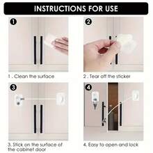 2pcs Set (2 Locks + 4 Keys) Pet Safety Lock With Keys - Self-Adhesive, Tamper-Proof, Suitable For Refrigerator, Cabinets, Drawers, Oven, Washing Machine, Bathroom, Closet - Durable Aluminum Alloy - Black - View 3