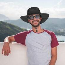 de sol para hombres y mujeres, sombrero de pesca UPF 50, impermeable, de ala ancha, sombrero plegable Boonie para senderismo, jardn, safari, playa - A1packnegro1 - Ver 5